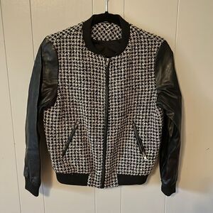 Piece Apparel Boucle Faux Leather Bomber Size Smalll